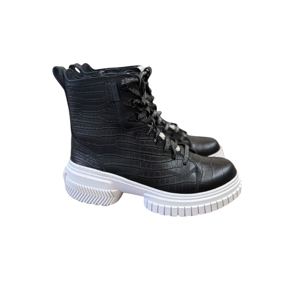 Sorel Ona Ave Lace Lux Waterproof Croc-Embossed Black Boots – Sz 8.5M - Picture 3 of 8
